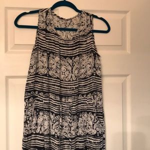 Navy and white summer dress with waist tie